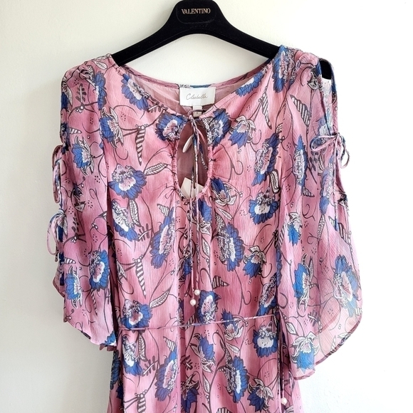 New Cleobella Elena Ankle Barbie Pink Lotus Print Maxi Dress NWT Small - Picture 7 of 13